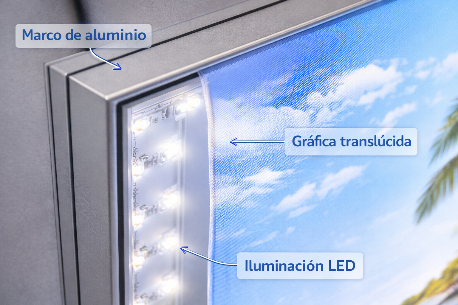 materiales de una caja de luz publicitaria