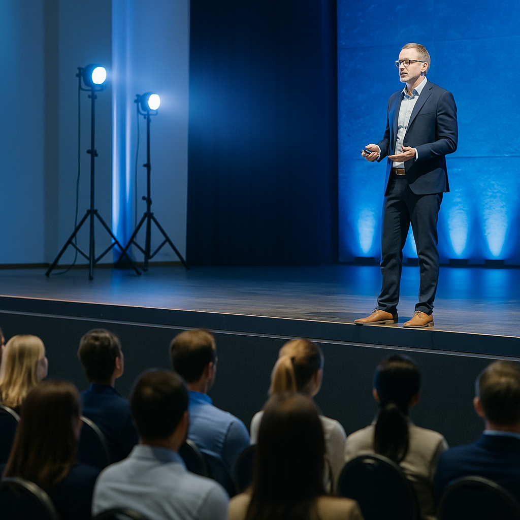 tarima escenario iluminada