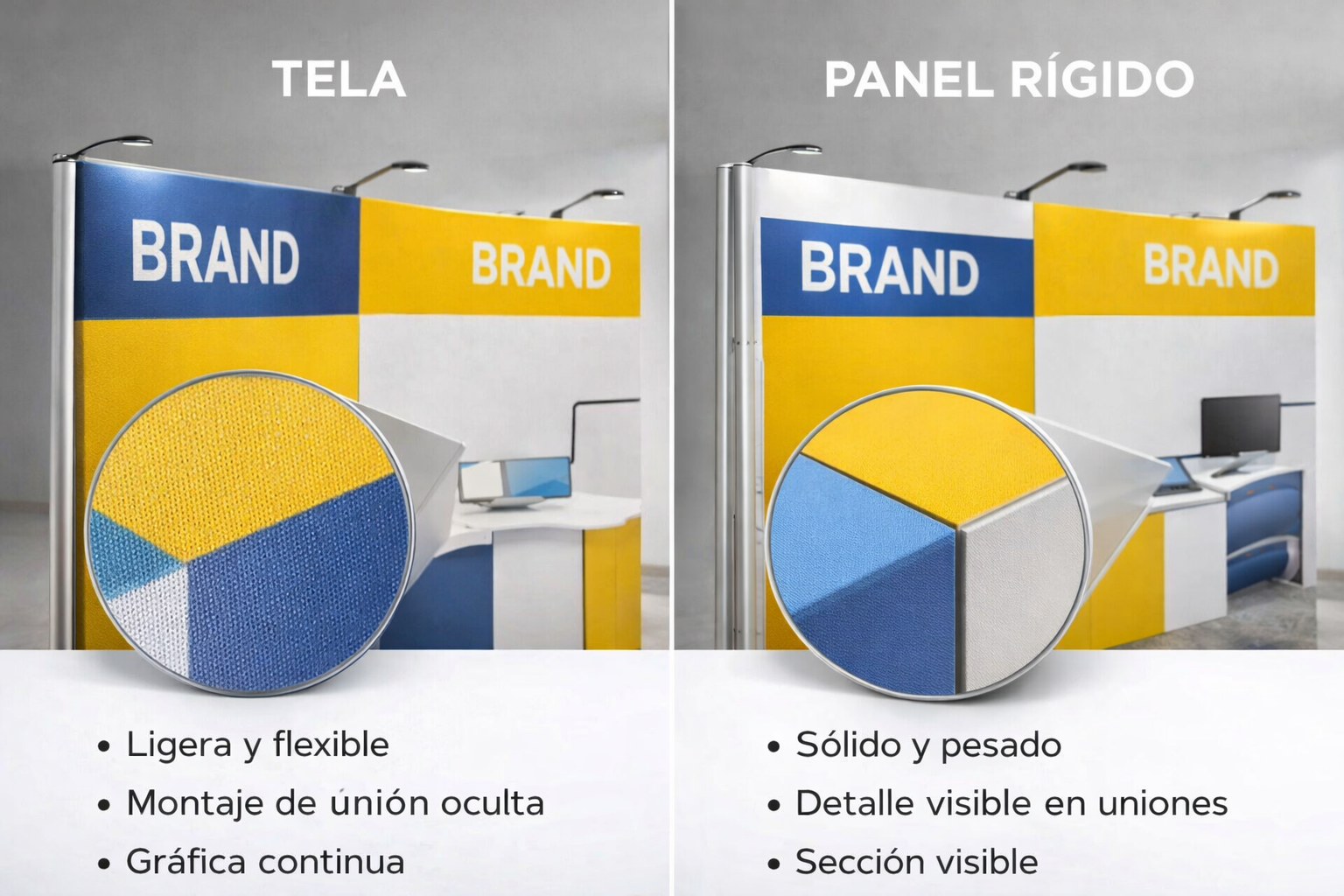 impresión para stands tela sublimada vs panel rígido