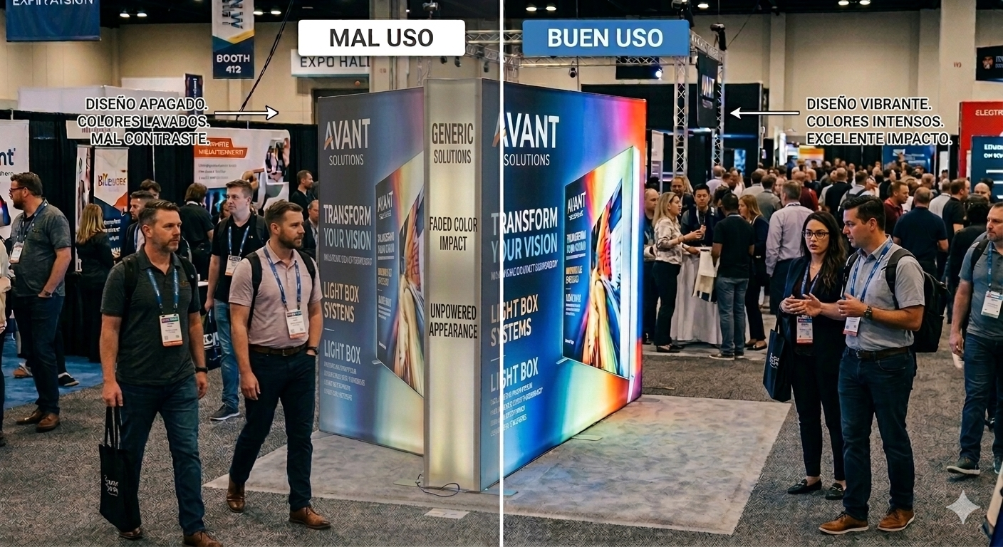 colores efectivos en cajas de luz