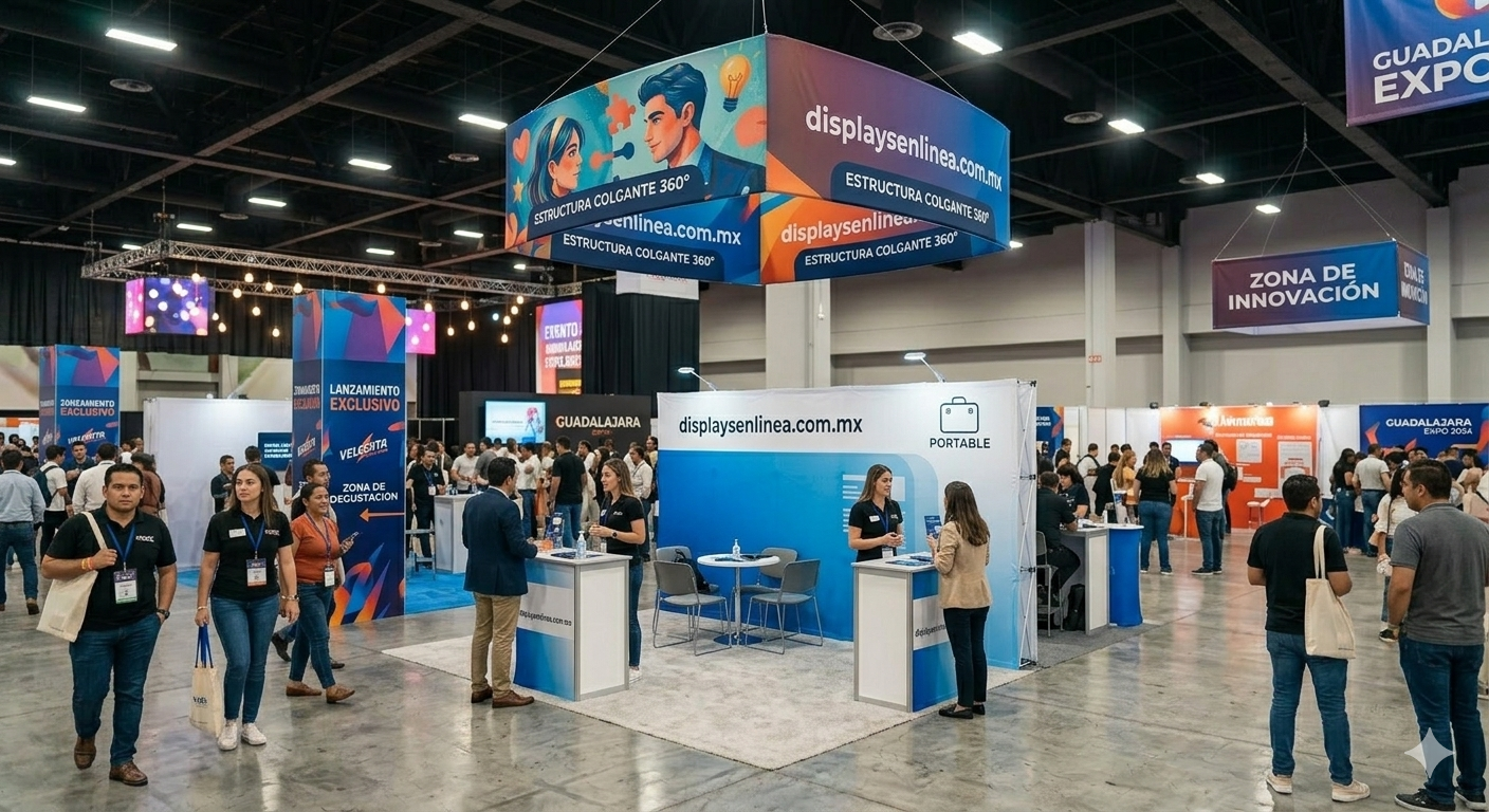 estructura colgante para stand