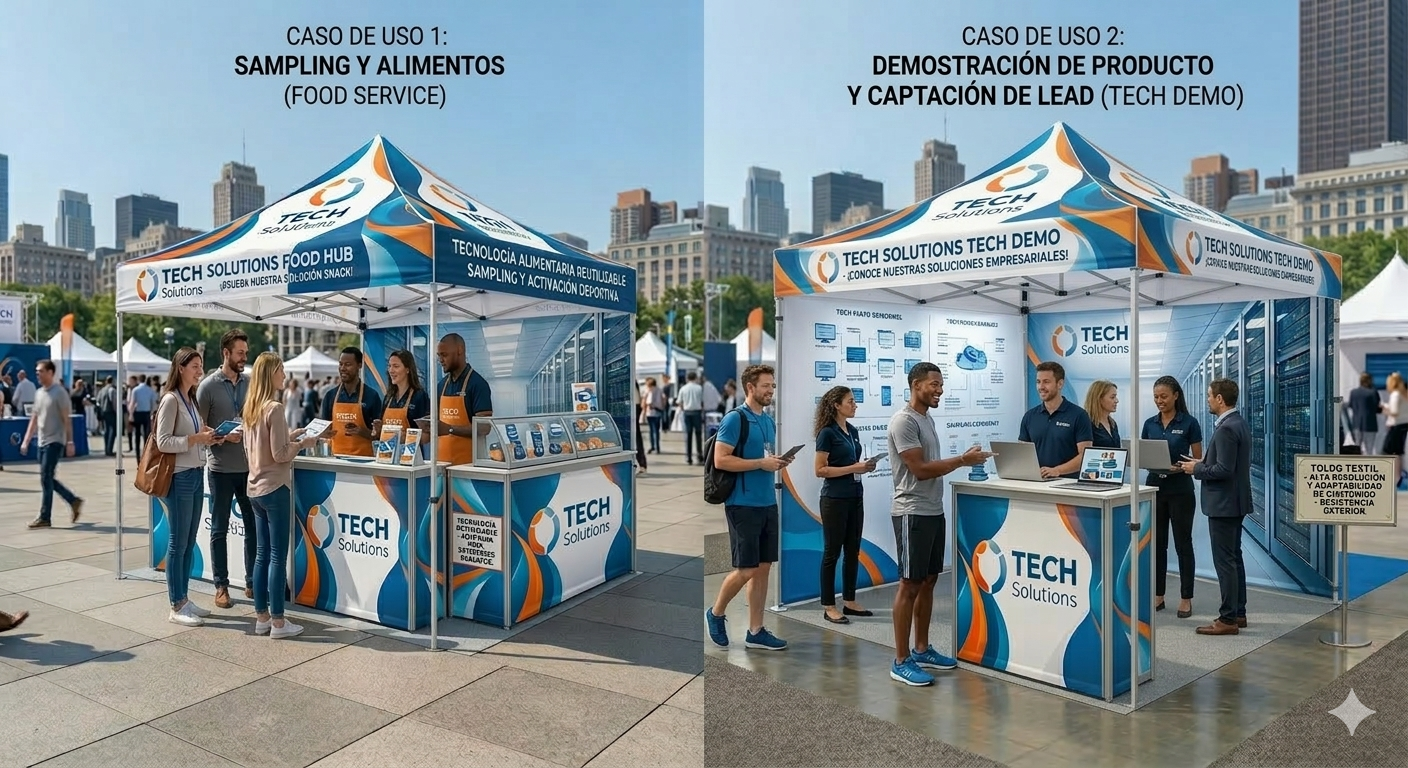 toldo plegable en activación de marca