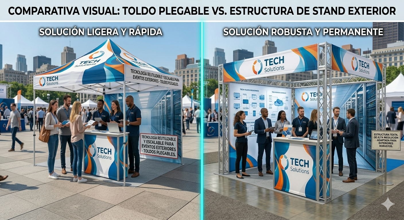 toldo plegable vs stand exterior