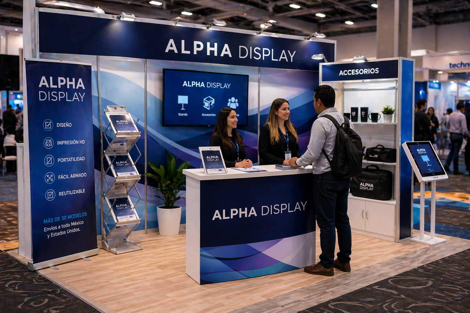 accesorios para stand repisas, iluminación y porta tablet