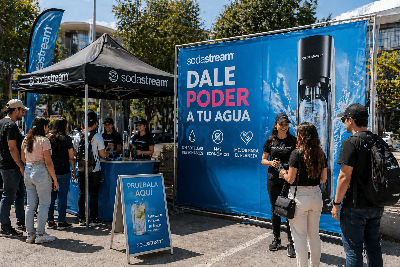 muro publicitario exterior en evento