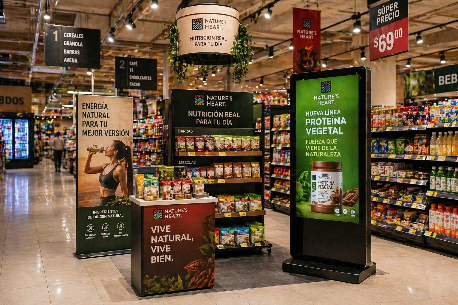 retail media en tienda con displays y señalización
