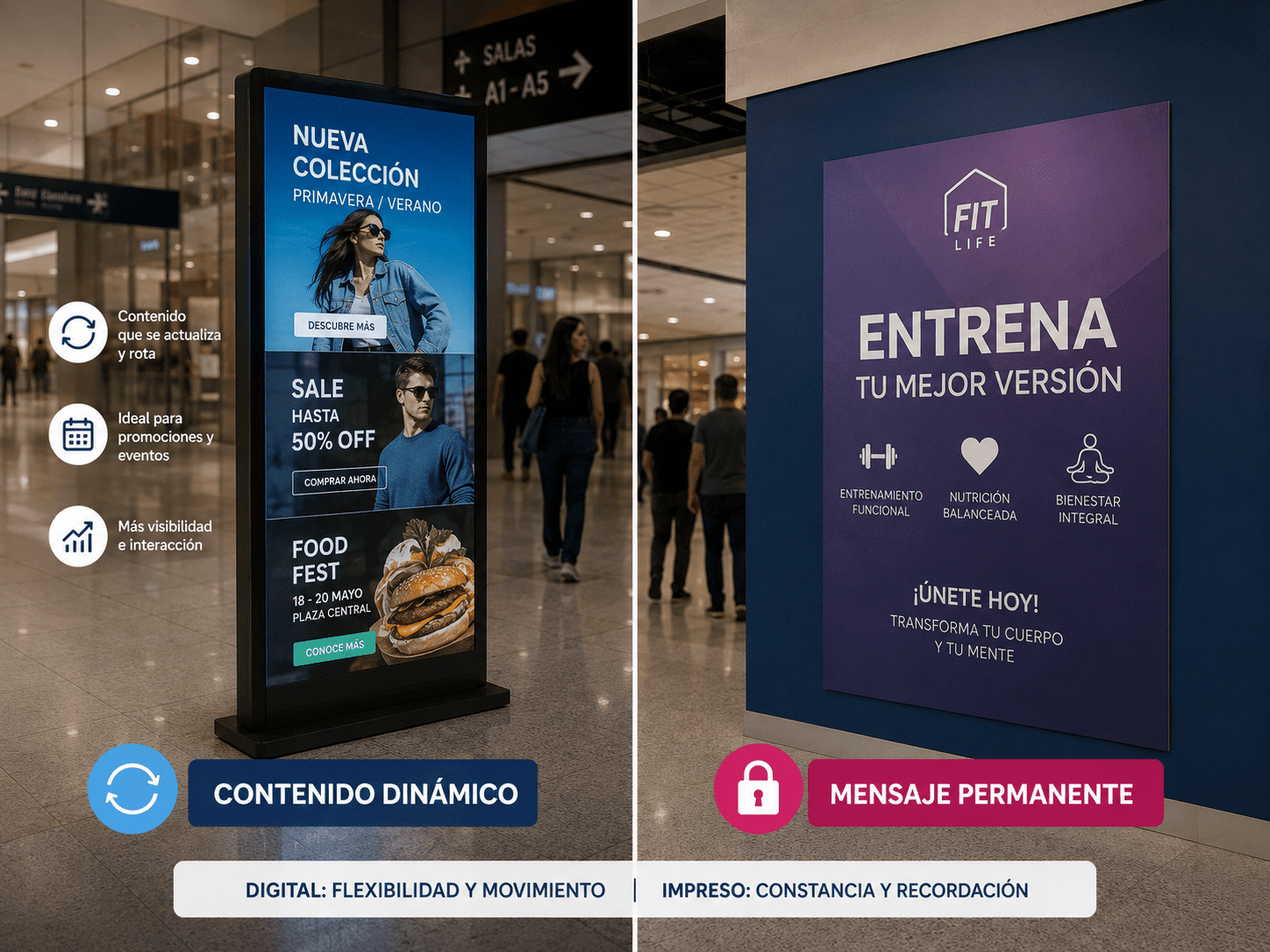 MUPI LED en renta frente a publicidad estática