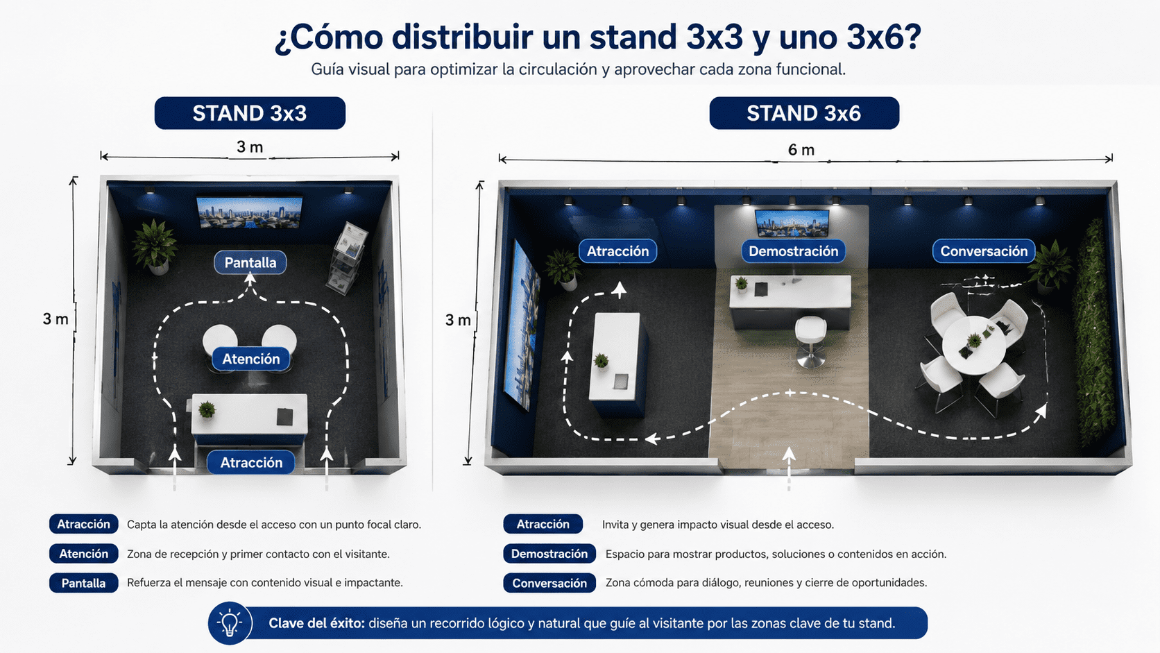 distribución de stand 3x3 y 3x6 para Cintermex