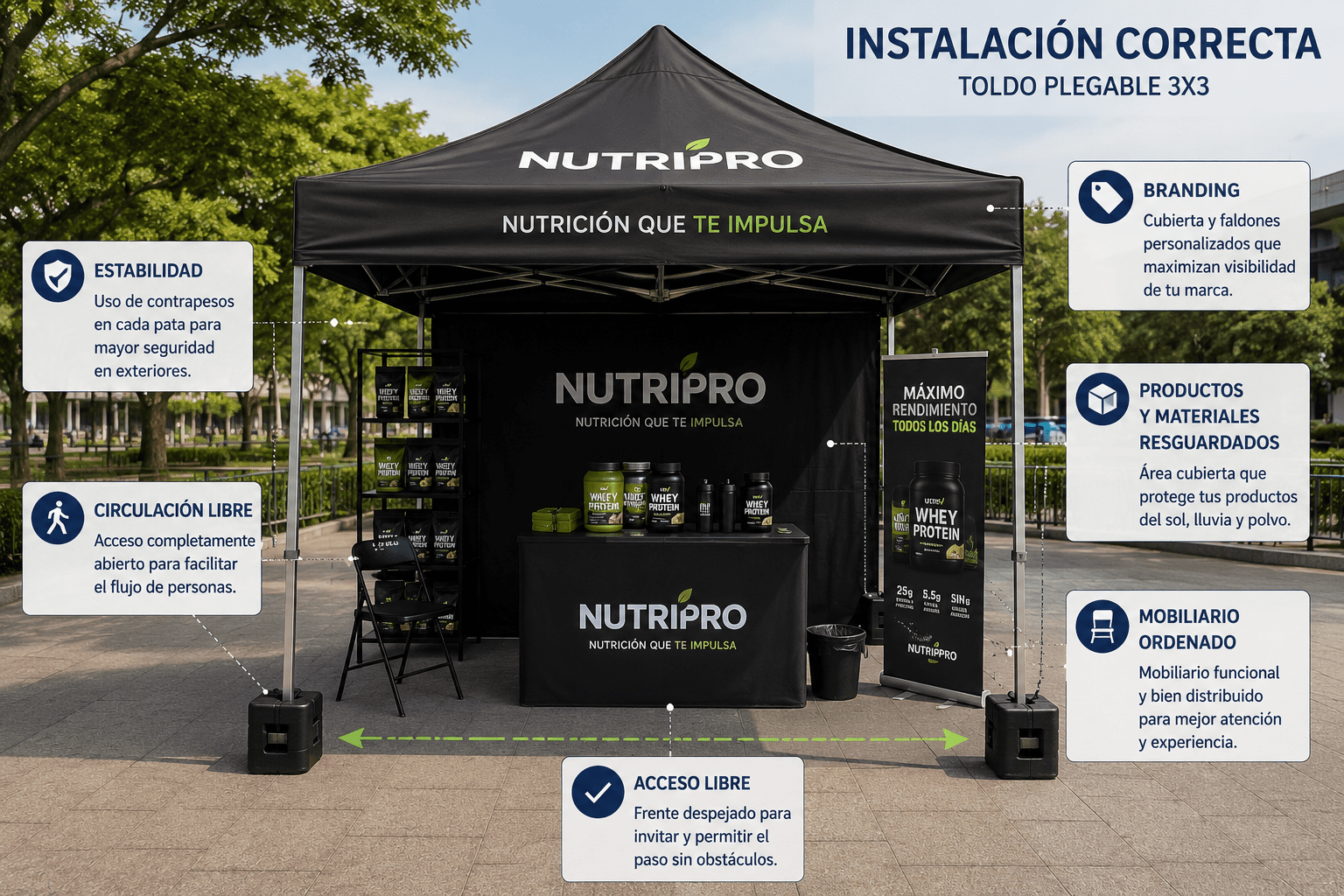 toldo plegable para exterior instalado correctamente