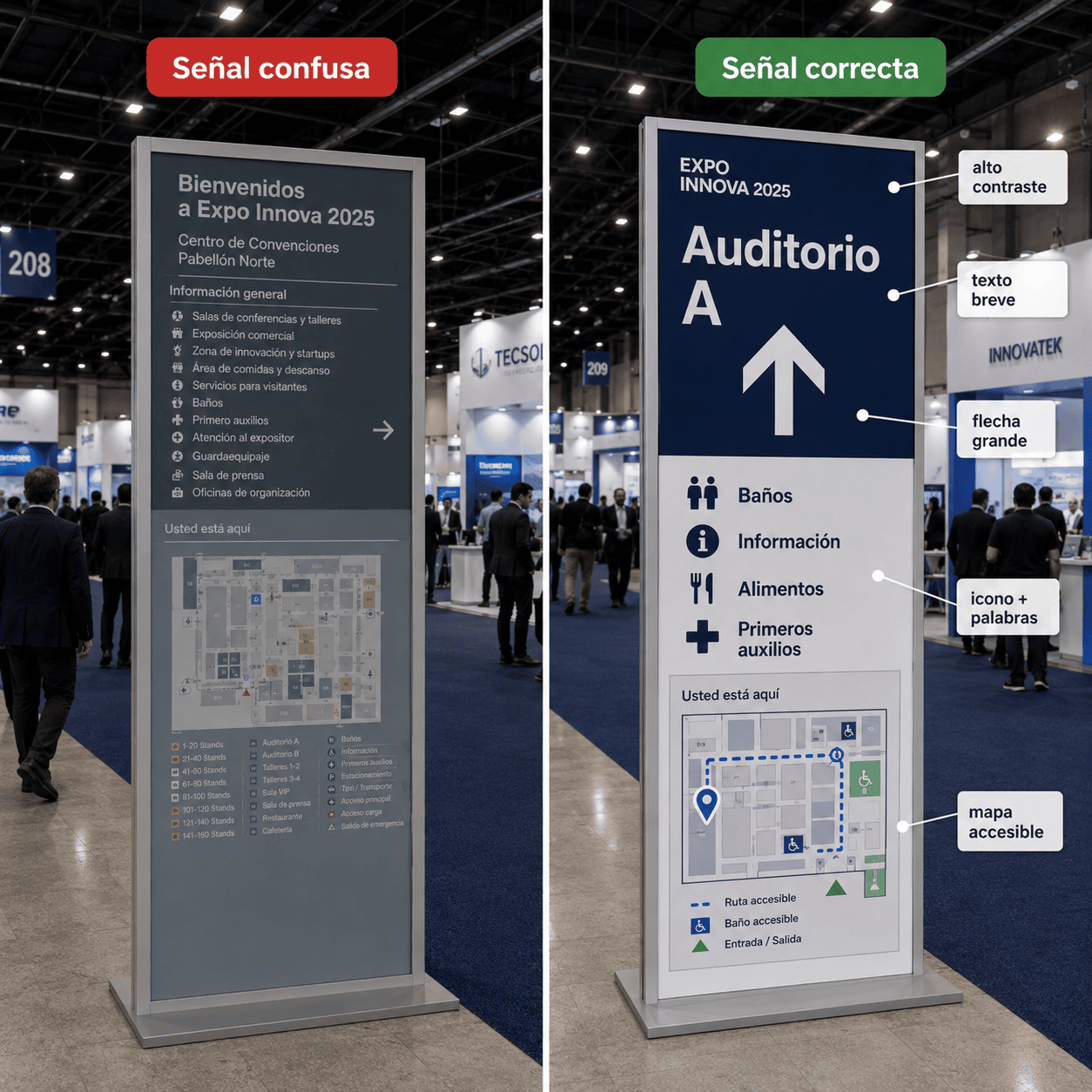 señalización accesible para eventos
