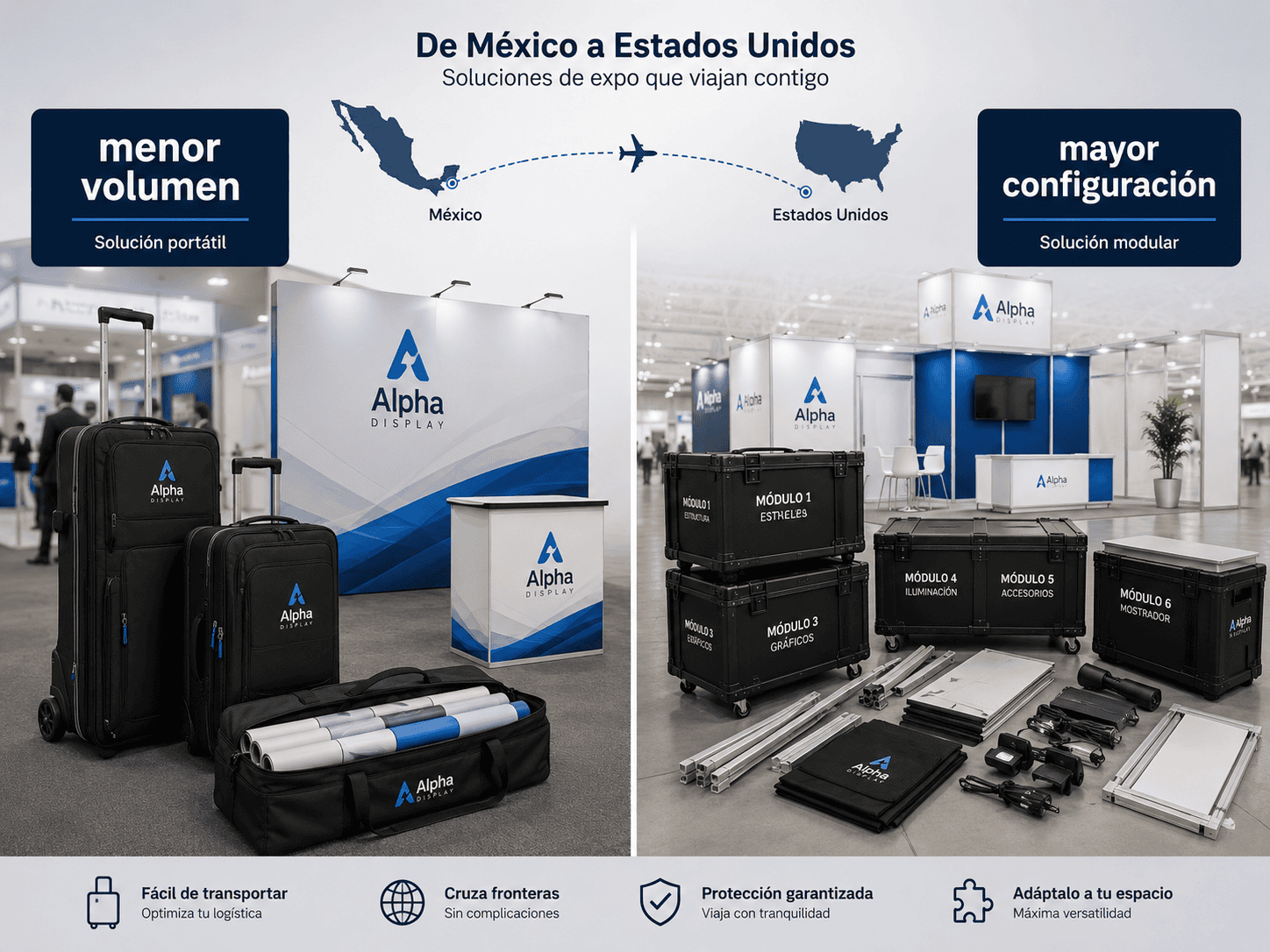 stand portátil para expo en Estados Unidos desde México