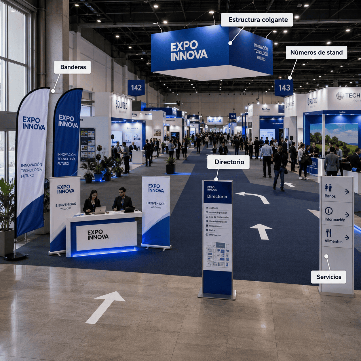 tipos de señalización para eventos y exposiciones