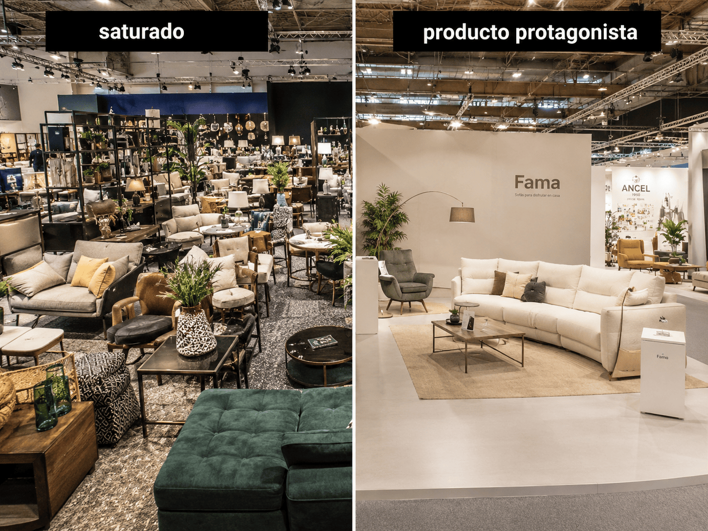 cómo exhibir muebles en un stand para feria