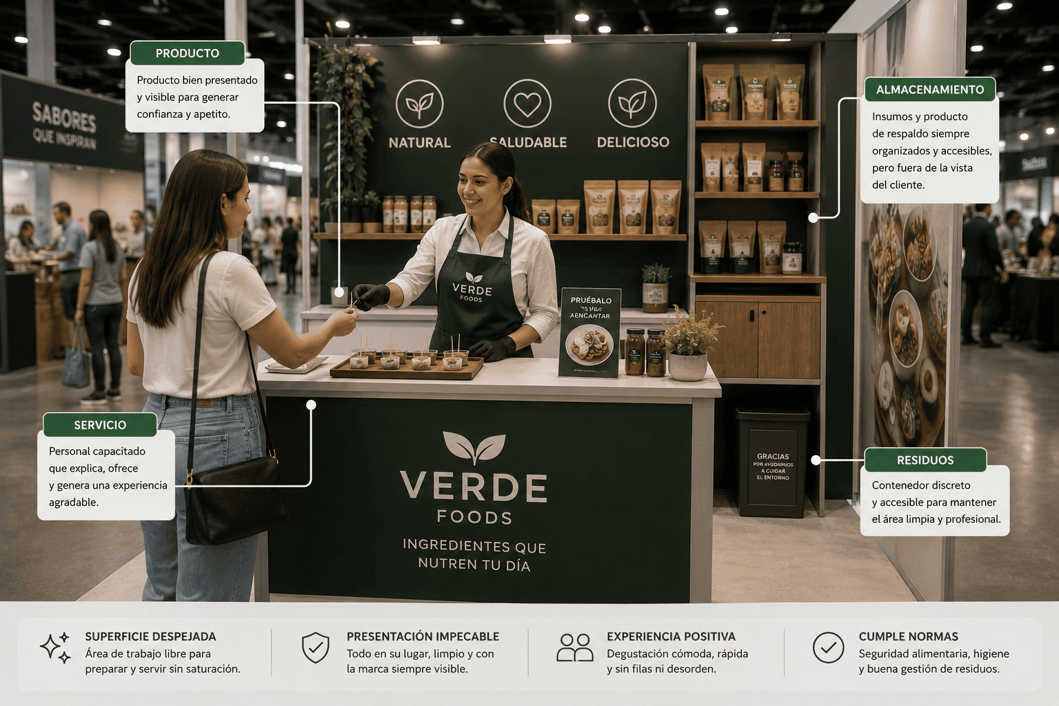 demostand para degustaciones en ferias de alimentos