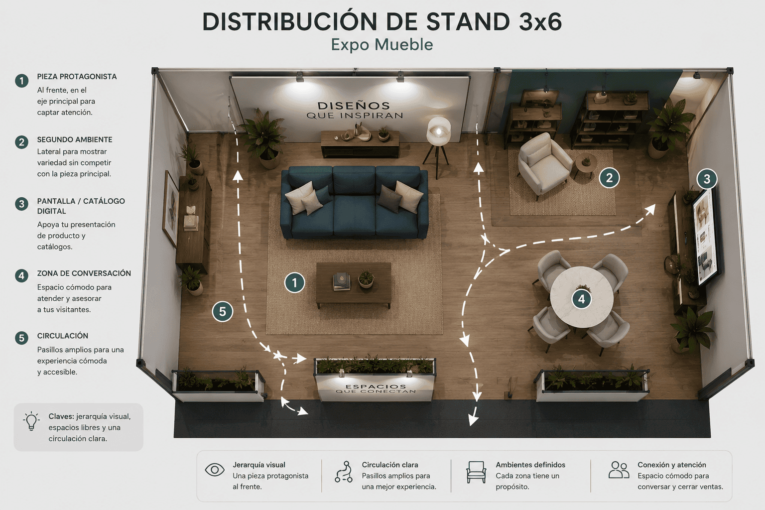 distribución de stand para Expo Mueble