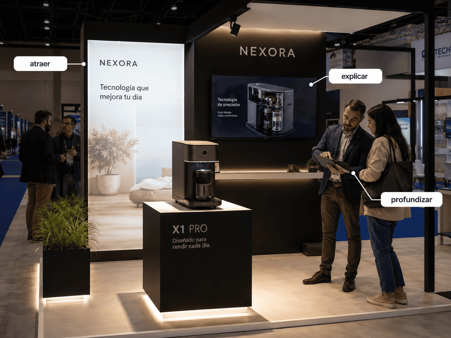 tecnología e iluminación en diseño de stands 2026