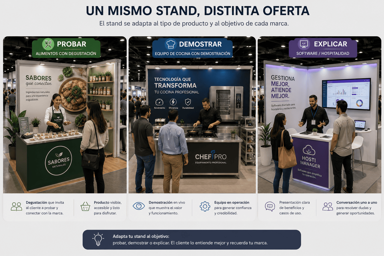 tipos de stand para feria de alimentos y hospitalidad