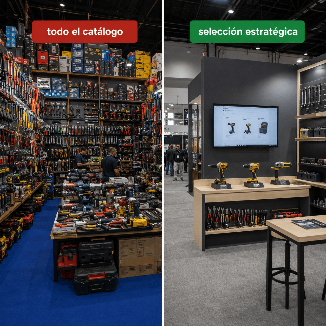 cómo exhibir herramientas en un stand para expo ferretera