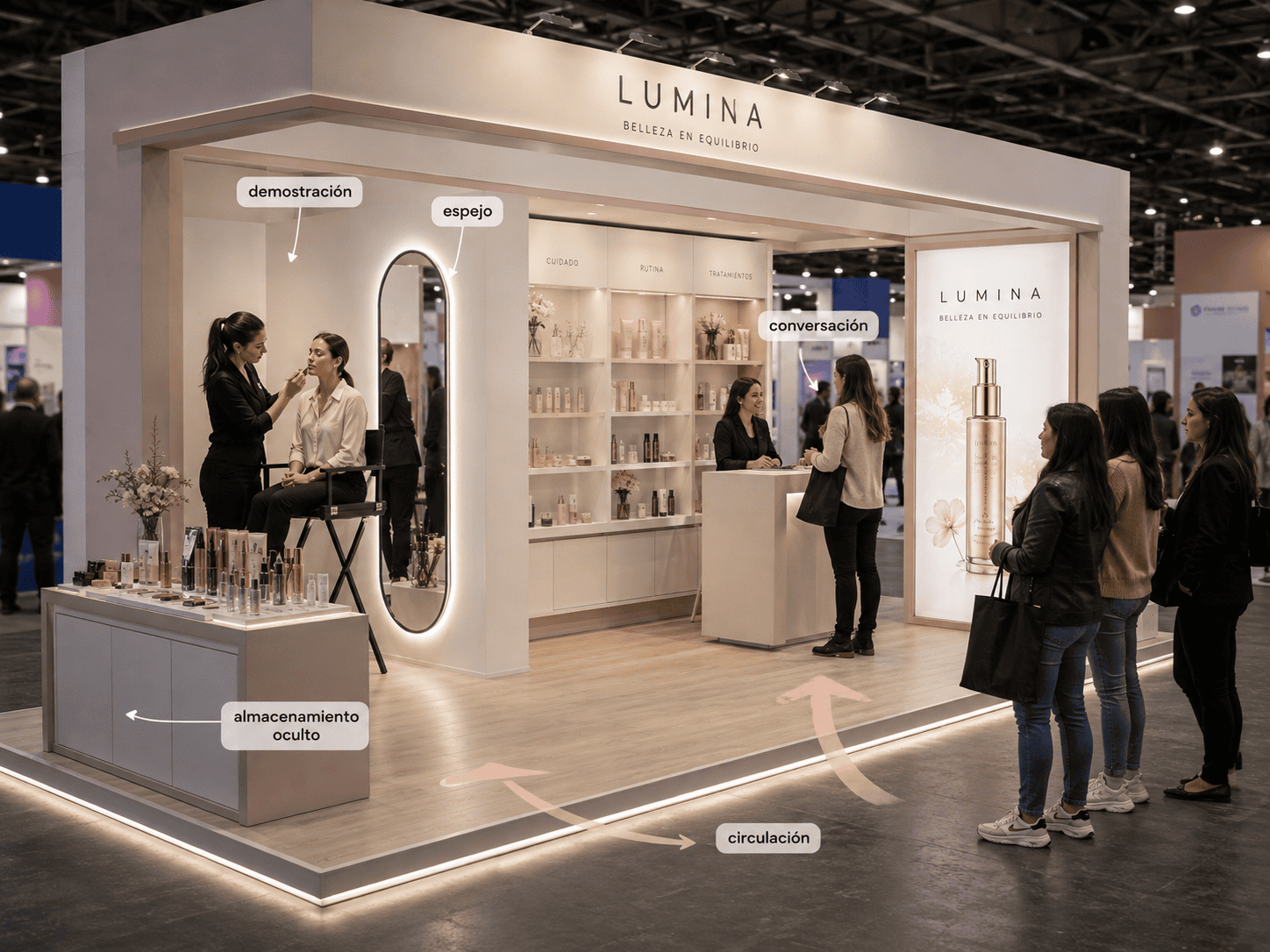 demostand para pruebas de producto en Expo Beauty Show